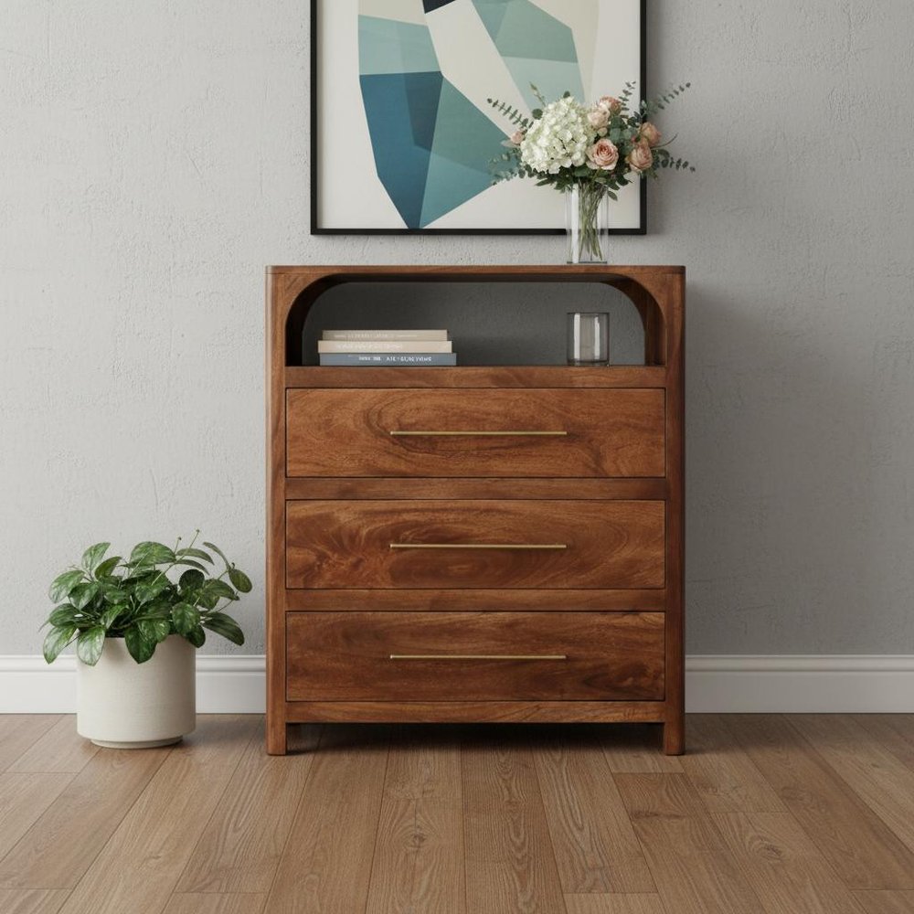 30" Brown Solid Wood Two Drawer Sideboard HomeRoots