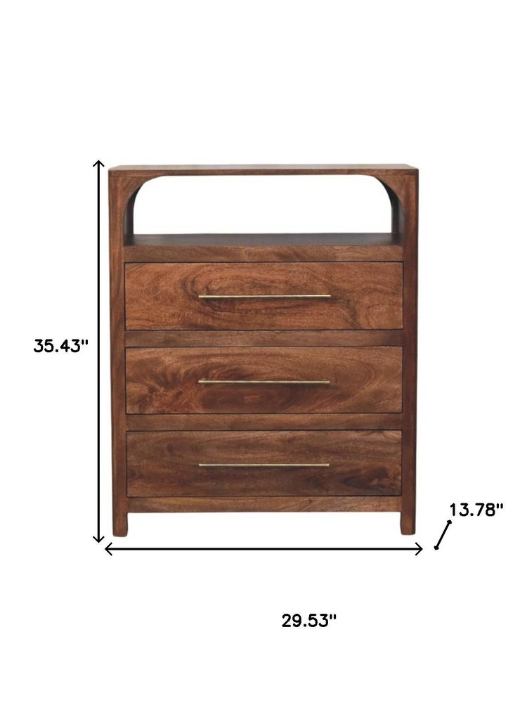 30" Brown Solid Wood Two Drawer Sideboard HomeRoots