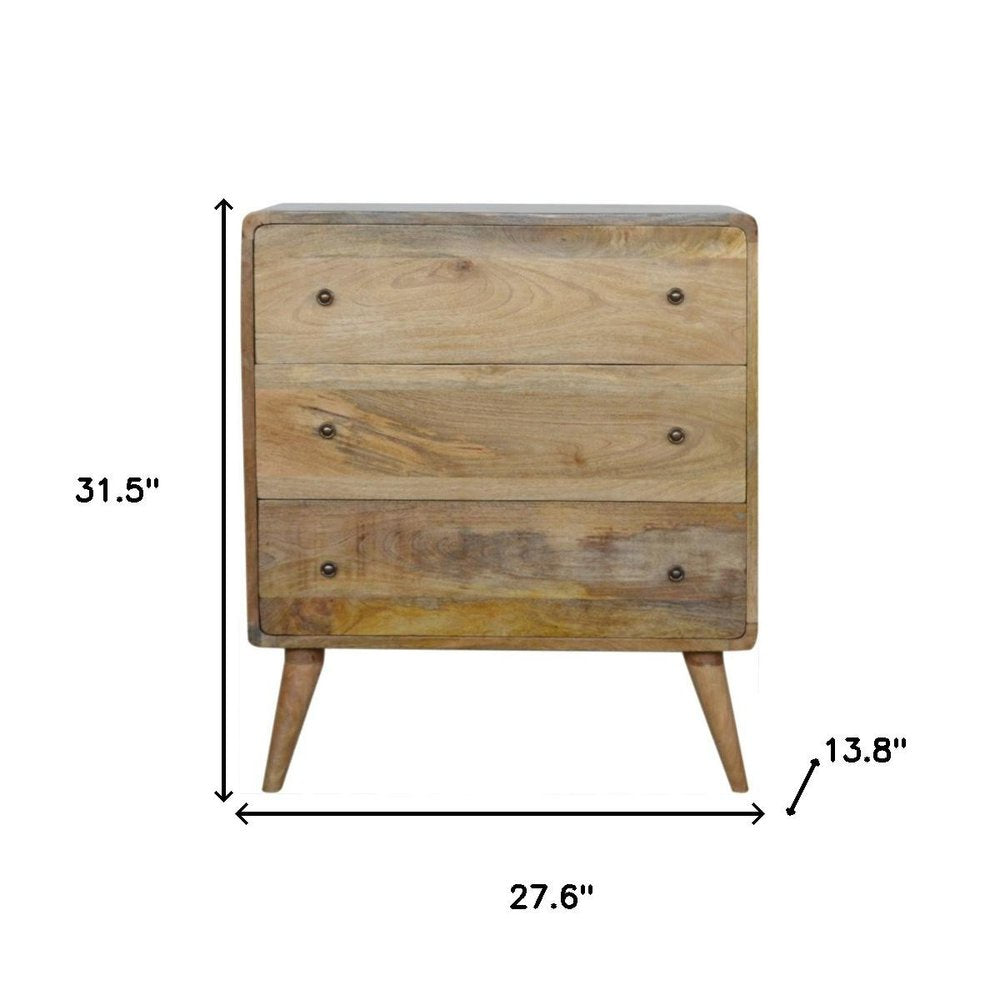 28" Brown Solid Wood Three Drawer Sideboard HomeRoots