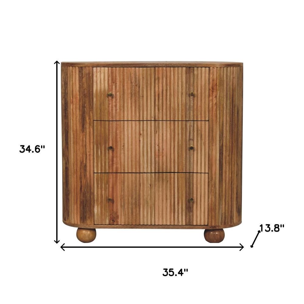 35" Brown Solid Wood Three Drawer Sideboard HomeRoots
