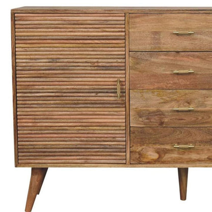 59" Brown Solid Wood Six Drawer Sideboard HomeRoots