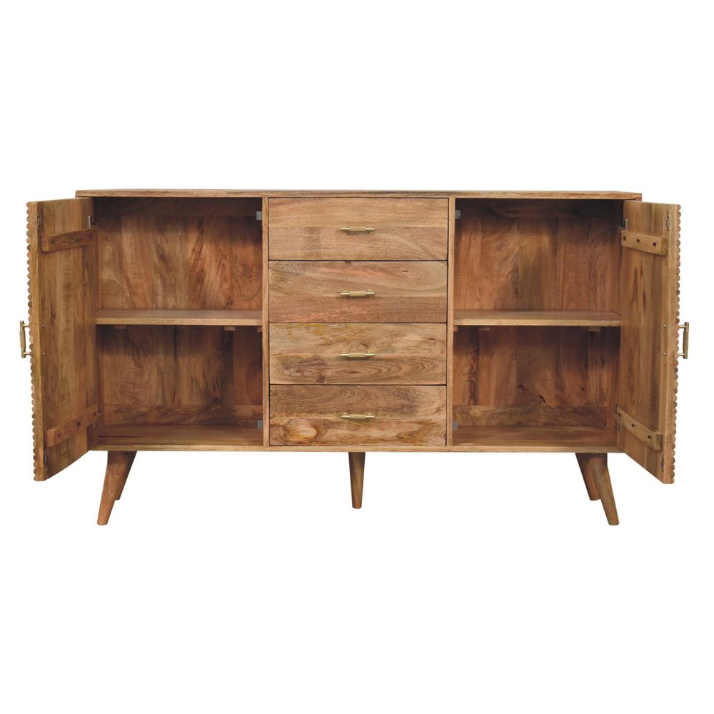 59" Brown Solid Wood Six Drawer Sideboard HomeRoots