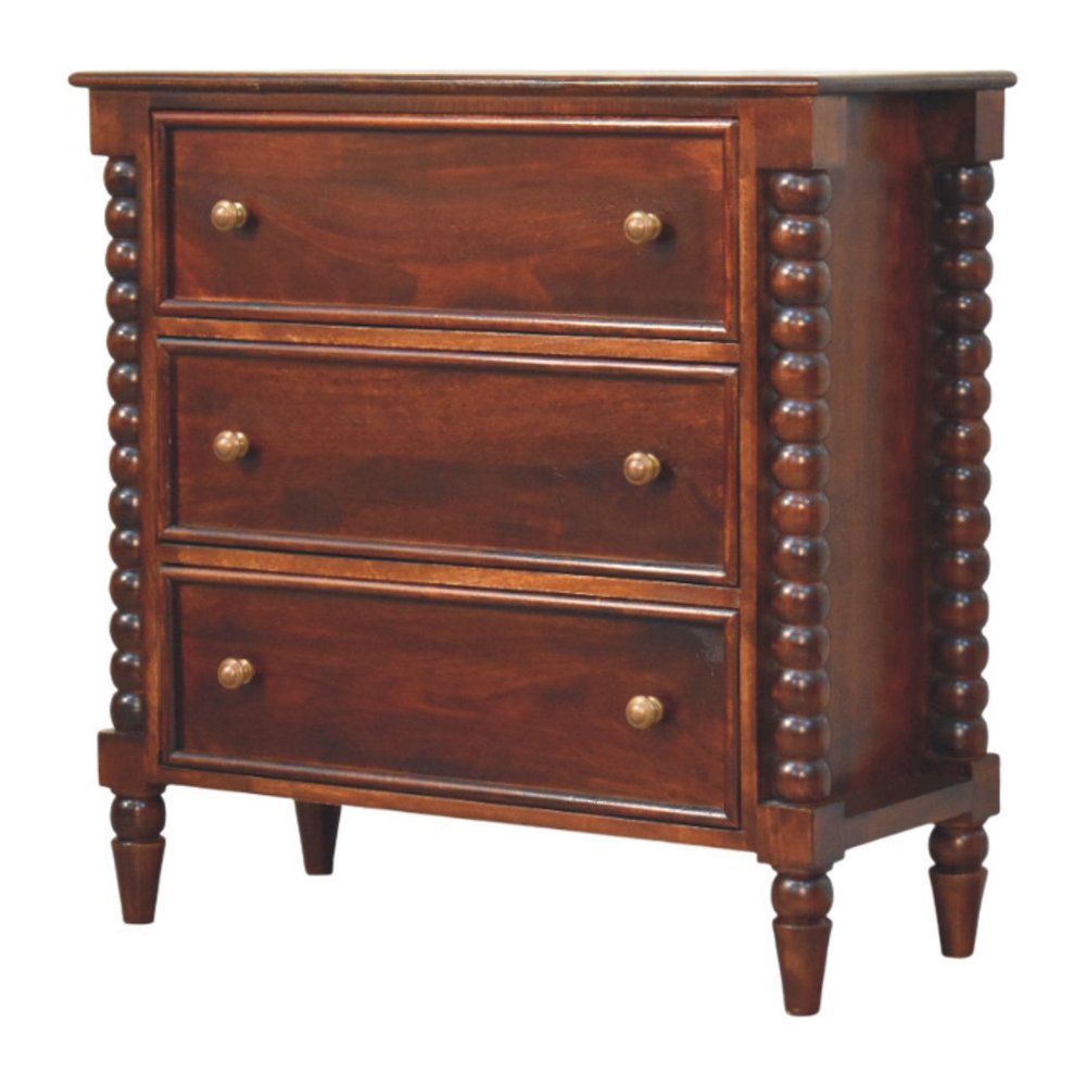 32" Brown Solid Wood Three Drawer Sideboard HomeRoots
