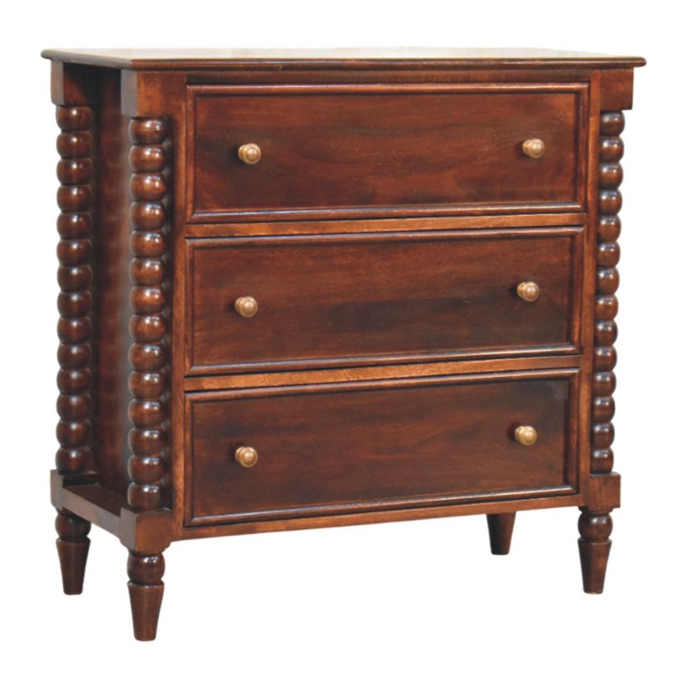 32" Brown Solid Wood Three Drawer Sideboard HomeRoots