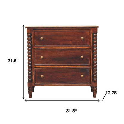 32" Brown Solid Wood Three Drawer Sideboard HomeRoots