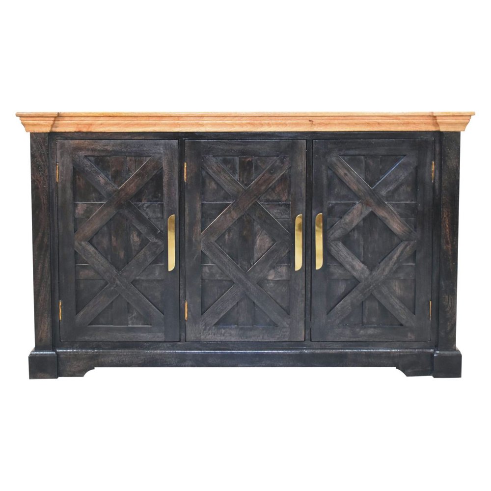 59" Brown Solid Wood Two Drawer Sideboard HomeRoots