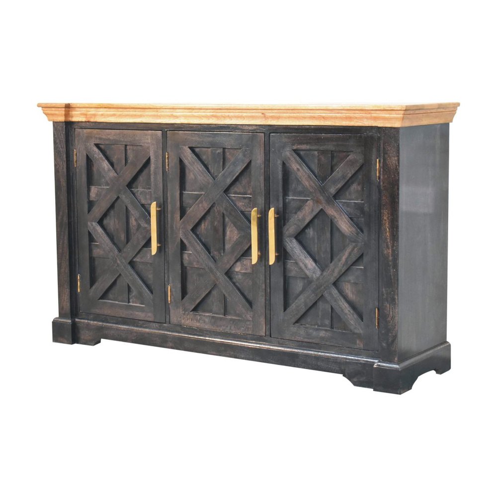 59" Brown Solid Wood Two Drawer Sideboard HomeRoots
