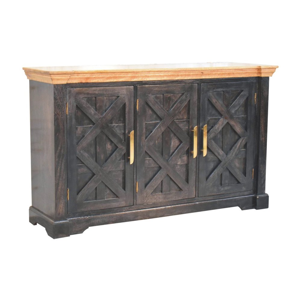 59" Brown Solid Wood Two Drawer Sideboard HomeRoots
