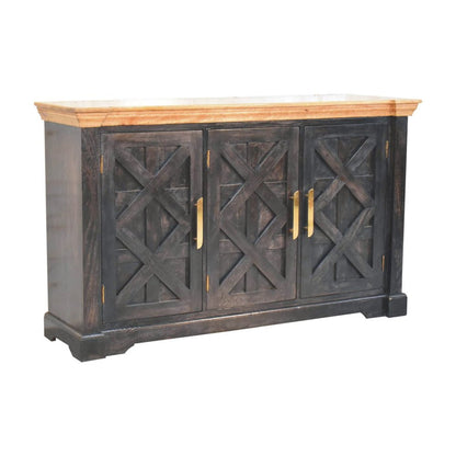 59" Brown Solid Wood Two Drawer Sideboard HomeRoots
