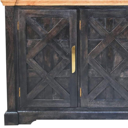 59" Brown Solid Wood Two Drawer Sideboard HomeRoots