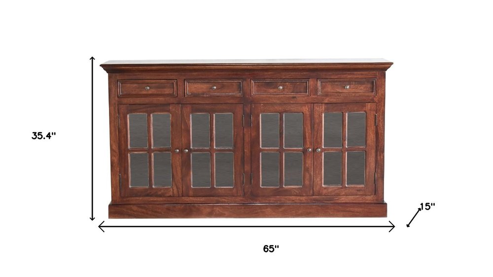 65" Brown Solid Wood Six Drawer Sideboard HomeRoots