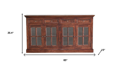 65" Brown Solid Wood Six Drawer Sideboard HomeRoots