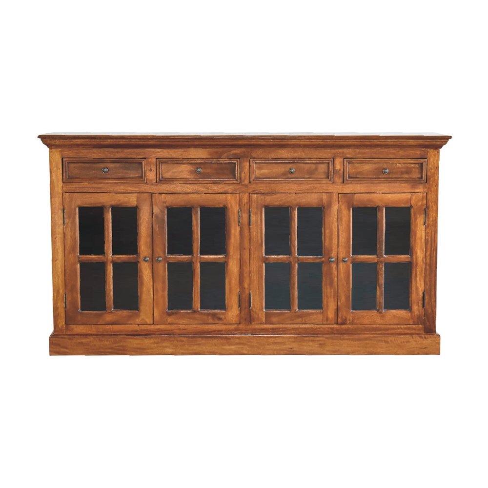 65" Brown Solid Wood Four Drawer Sideboard HomeRoots