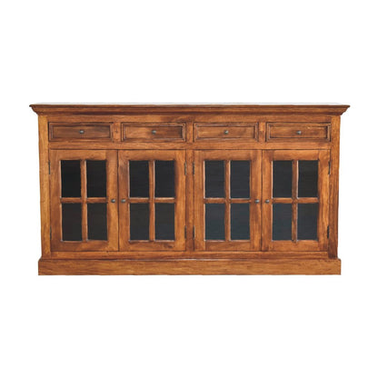 65" Brown Solid Wood Four Drawer Sideboard HomeRoots