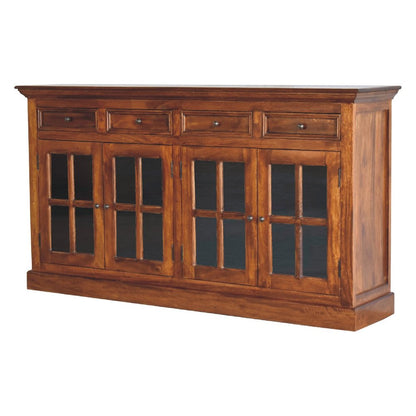 65" Brown Solid Wood Four Drawer Sideboard HomeRoots