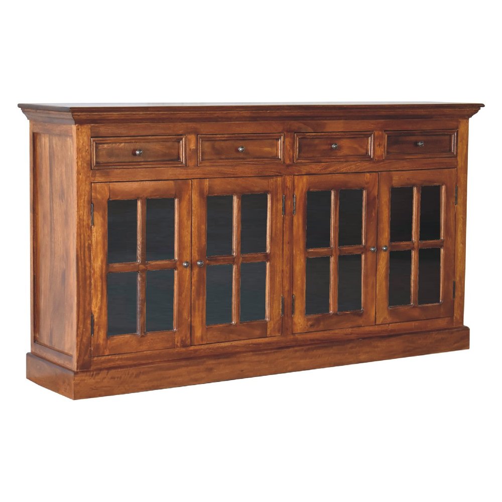 65" Brown Solid Wood Four Drawer Sideboard HomeRoots