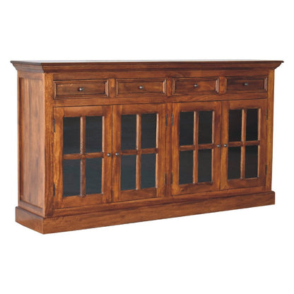 65" Brown Solid Wood Four Drawer Sideboard HomeRoots