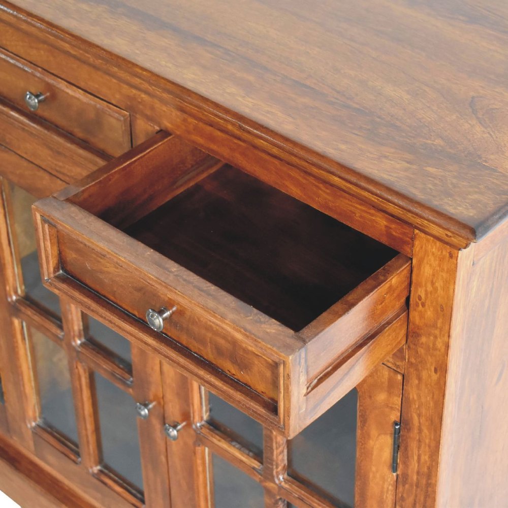 65" Brown Solid Wood Four Drawer Sideboard HomeRoots