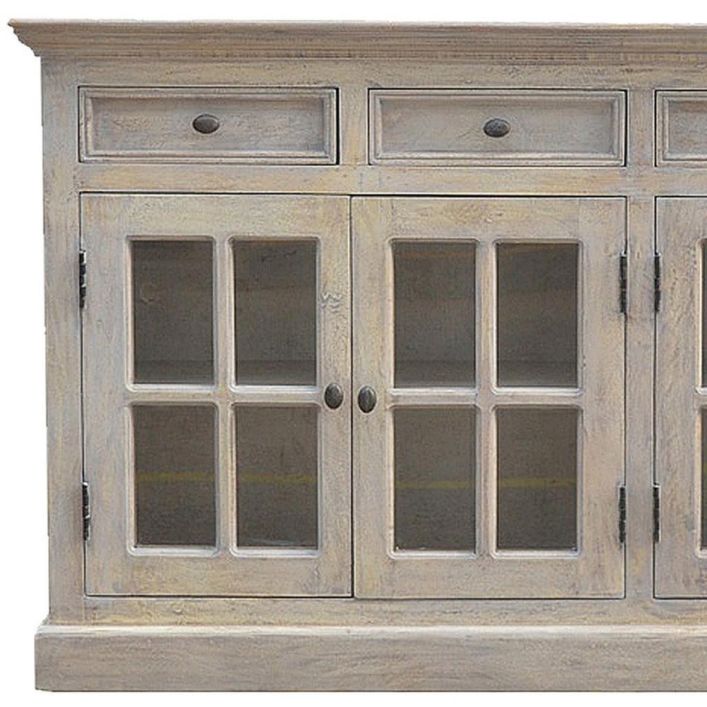 65" Brown Solid Wood Four Drawer Sideboard HomeRoots