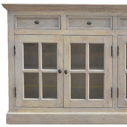 65" Brown Solid Wood Four Drawer Sideboard HomeRoots