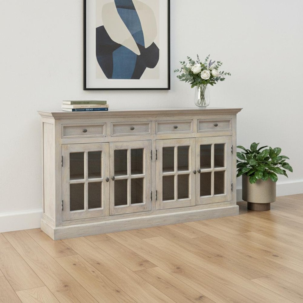 65" Brown Solid Wood Four Drawer Sideboard HomeRoots
