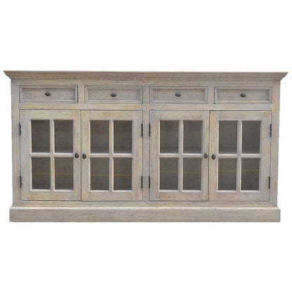 65" Brown Solid Wood Four Drawer Sideboard HomeRoots