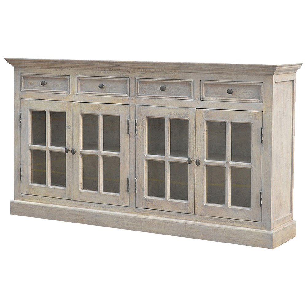 65" Brown Solid Wood Four Drawer Sideboard HomeRoots