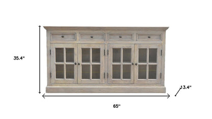 65" Brown Solid Wood Four Drawer Sideboard HomeRoots