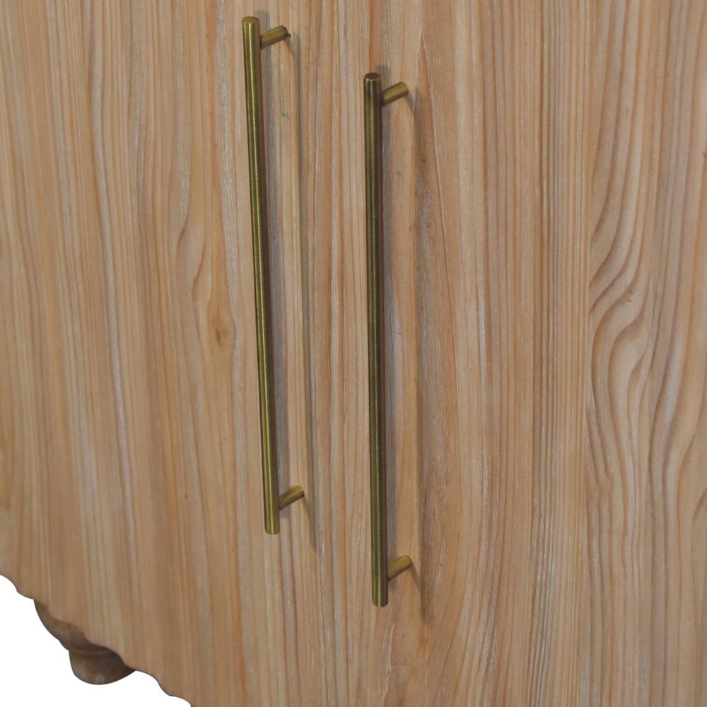 32" Sand Distressed Solid Wood Ribbed Texture Sideboard With Two Doors — view 8