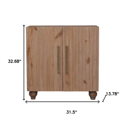 32" Brown Solid Wood Two Drawer Sideboard HomeRoots