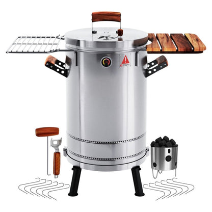 23" X 14" Silver Stainless Steel Portable Smoker Barrel HomeRoots