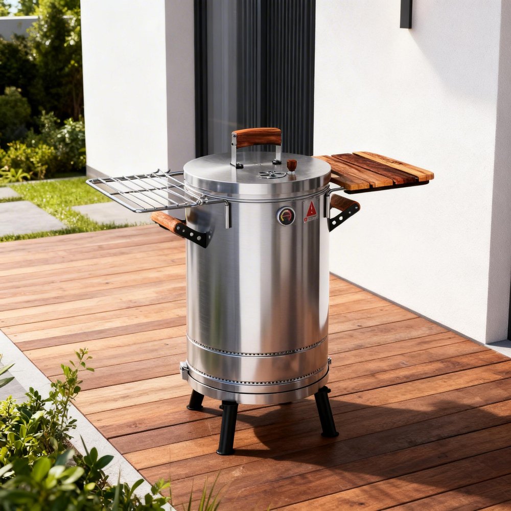 23" X 14" Silver Stainless Steel Portable Smoker Barrel HomeRoots