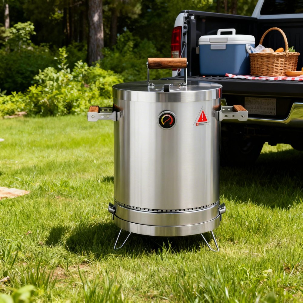 17" X 10" Silver Stainless Steel Portable Smoker Barrel HomeRoots