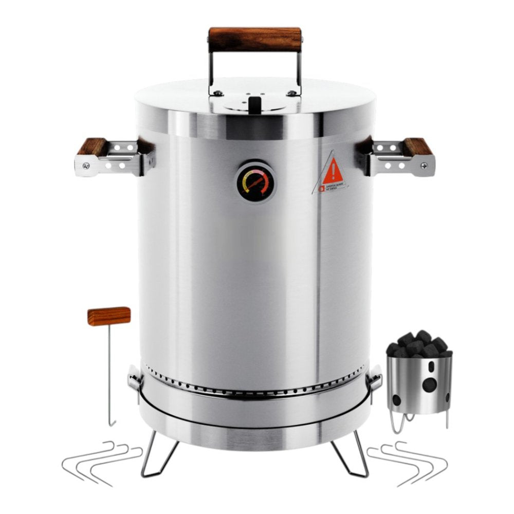 17" X 10" Silver Stainless Steel Portable Smoker Barrel — view 2