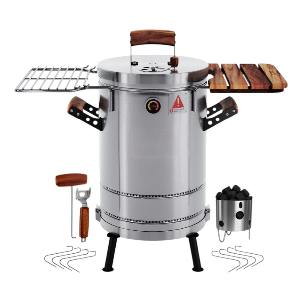 19" X 12" Silver Stainless Steel Portable Smoker Barrel HomeRoots