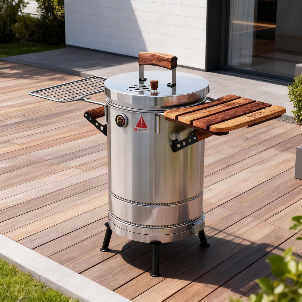 19" X 12" Silver Stainless Steel Portable Smoker Barrel HomeRoots