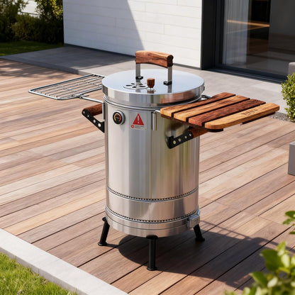 19" X 12" Silver Stainless Steel Portable Smoker Barrel HomeRoots