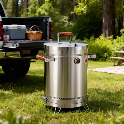 18" X 12" Silver Stainless Steel Portable Smoker Barrel HomeRoots
