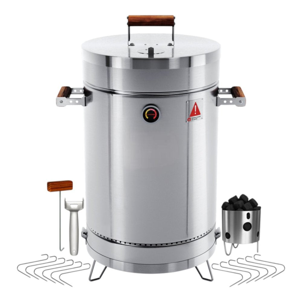25" X 14" Silver Stainless Steel Portable Smoker Barrel HomeRoots