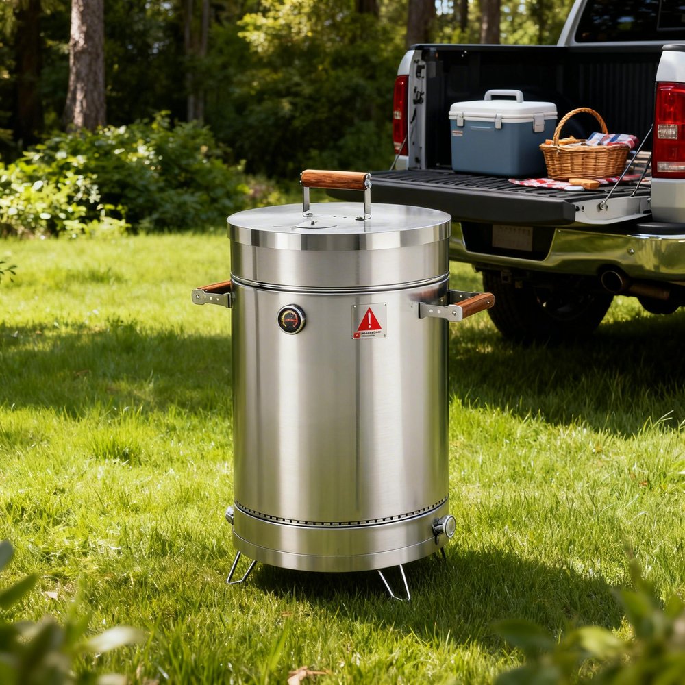 25" X 14" Silver Stainless Steel Portable Smoker Barrel HomeRoots