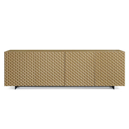 94" Gold Wood Carved Geometric Sideboard With Four Doors HomeRoots