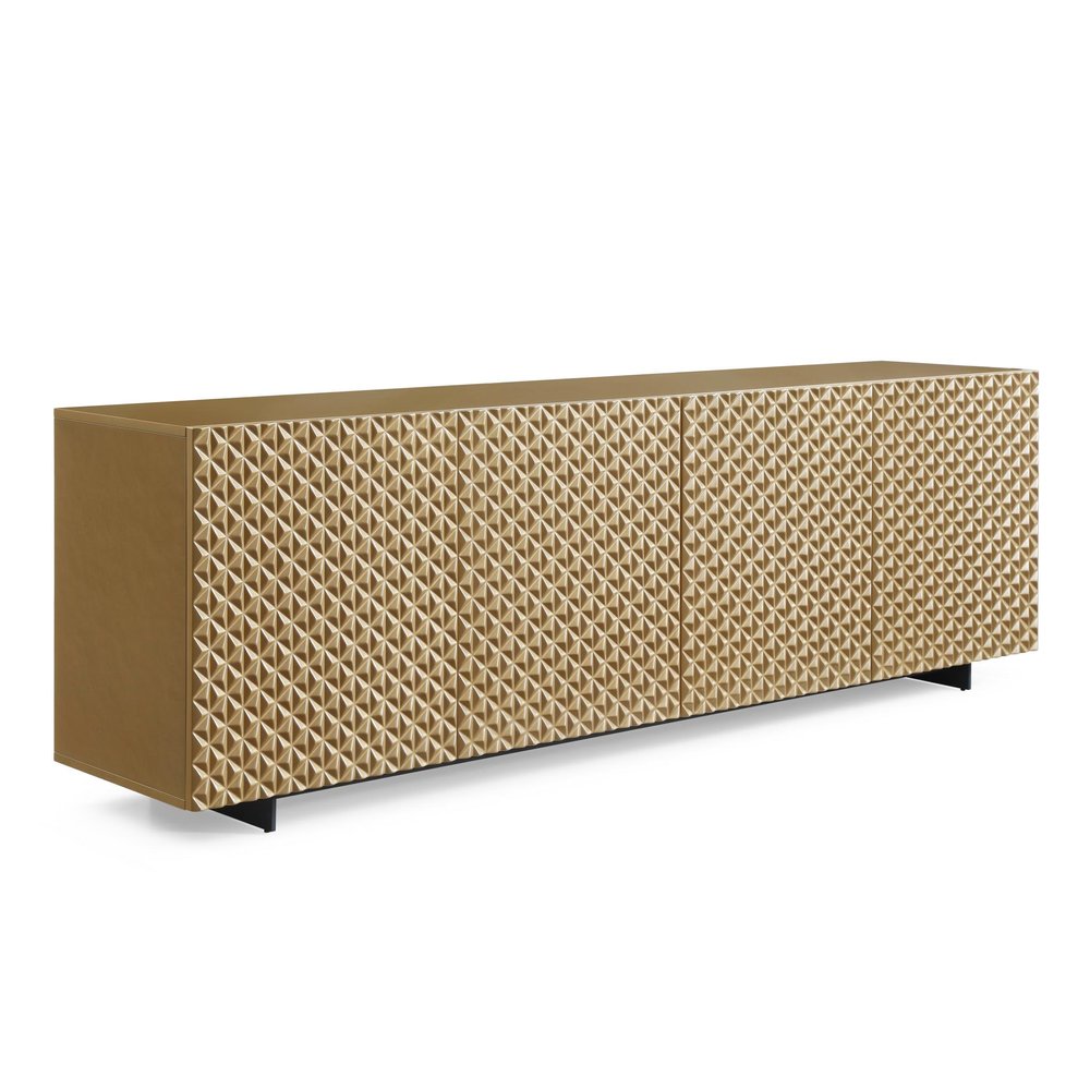 94" Gold Wood Carved Geometric Sideboard With Four Doors HomeRoots