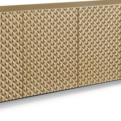 94" Gold Wood Carved Geometric Sideboard With Four Doors HomeRoots