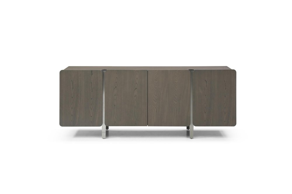 79" Light Gray Wood Sideboard With Four Doors HomeRoots