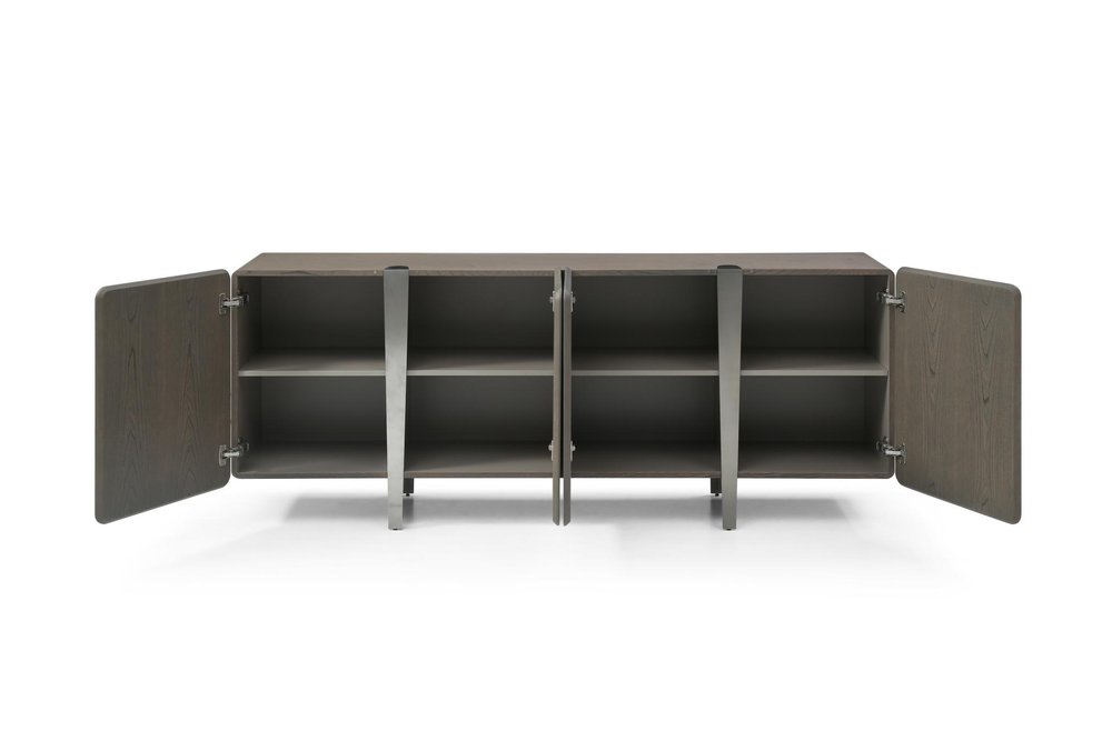 79" Light Gray Wood Sideboard With Four Doors HomeRoots