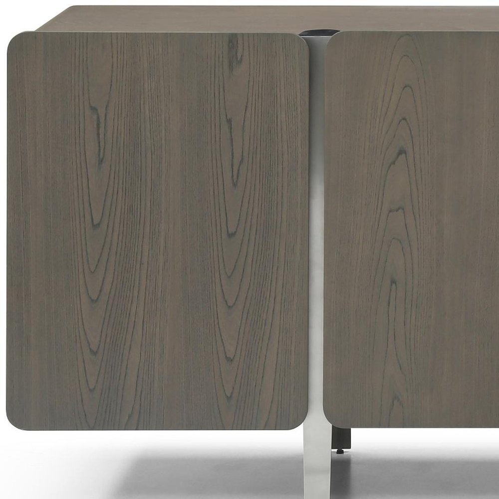 79" Light Gray Wood Sideboard With Four Doors HomeRoots
