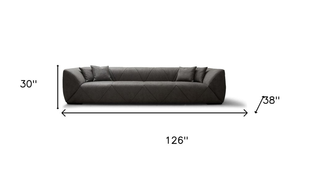 126" Gray Nubuck Leather Wood Sofa HomeRoots