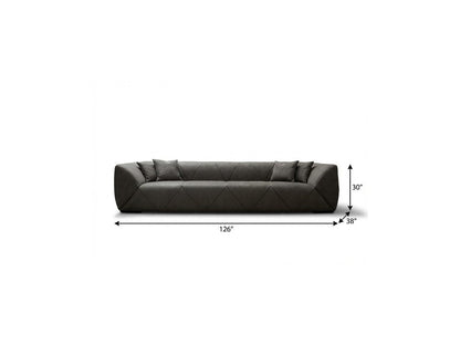 126" Dark Gray Nubuck Leather Sofa HomeRoots