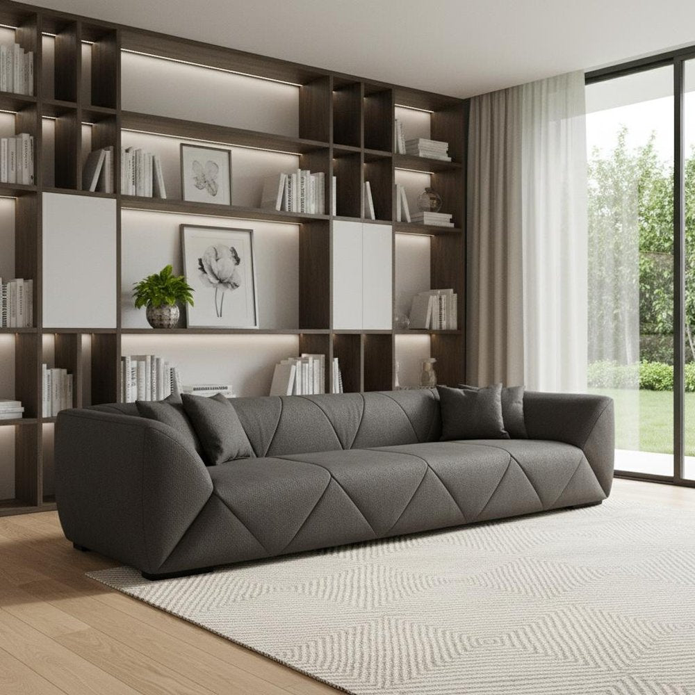 126" Gray Nubuck Leather Wood Sofa HomeRoots