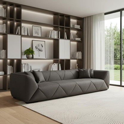 126" Gray Nubuck Leather Wood Sofa HomeRoots